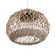 GloboStar® ECUADOR 02115 Boho Κρεμαστό Φωτιστικό Πλέγμα Μονόφωτο 1 x E27 IP20 Μπεζ Rattan - Μ35 x Π35 x Υ28cm