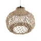 GloboStar® ECUADOR 02115 Boho Κρεμαστό Φωτιστικό Πλέγμα Μονόφωτο 1 x E27 IP20 Μπεζ Rattan - Μ35 x Π35 x Υ28cm