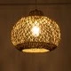 GloboStar® ECUADOR 02115 Boho Κρεμαστό Φωτιστικό Πλέγμα Μονόφωτο 1 x E27 IP20 Μπεζ Rattan - Μ35 x Π35 x Υ28cm