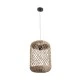 GloboStar® ECUADOR 02117 Boho Κρεμαστό Φωτιστικό Πλέγμα Μονόφωτο 1 x E27 IP20 Μπεζ Rattan - Μ28 x Π28 x Υ40cm