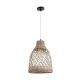 GloboStar® ECUADOR 02118 Boho Κρεμαστό Φωτιστικό Πλέγμα Μονόφωτο 1 x E27 IP20 Μπεζ Rattan - Μ25 x Π25 x Υ35cm
