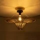 GloboStar® PALERMO 02152 Boho Κρεμαστό Φωτιστικό Πλέγμα Μονόφωτο 1 x E27 IP20 Μπεζ Ξύλο - Μ60 x Π60 x Υ36cm