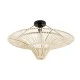 GloboStar® PALERMO 02152 Boho Κρεμαστό Φωτιστικό Πλέγμα Μονόφωτο 1 x E27 IP20 Μπεζ Ξύλο - Μ60 x Π60 x Υ36cm