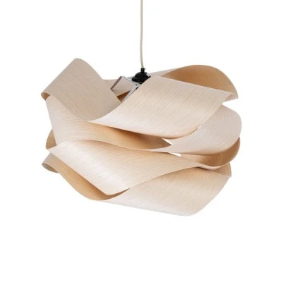 GloboStar® SARDIGNA 02181 Boho Κρεμαστό Φωτιστικό Οροφής Μονόφωτο 1 x E27 AC220-240V IP20 - Φ60 x Υ30cm - Μπεζ Λεπτό Φύλλο Ξύλου Πλέγμα