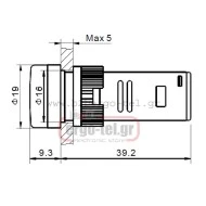 Ενδεικτική λυχνία led AD22-16TG πόρτας πίνακος 12VAC/DC Φ16mm πράσινη Xindali