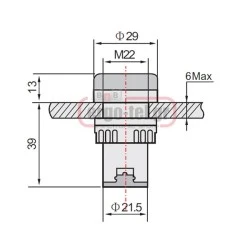 Ενδεικτική λυχνία με led πόρτας πίνακος 12V AC/DC Φ22mm κόκκινη IP65 τύπος AD22-22R Xindali