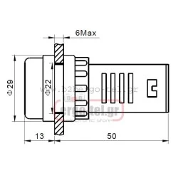 Ενδεικτική λυχνία led 2 χρωμάτων (σταυρός) κόκκινη-πράσινη πόρτας πίνακος 24VAC Φ22mm ND16-22W/G Xin