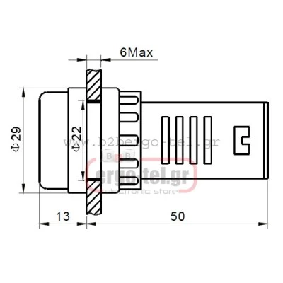 Ενδεικτική λυχνία led 2 χρωμάτων (σταυρός) κόκκινη-πράσινη πόρτας πίνακος 24VAC Φ22mm ND16-22W/G Xin