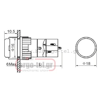 Μπουτόν πόρτας πίνακος Φ16 24VAC/DC LAS1Y-O με led κίτρινο Xindali