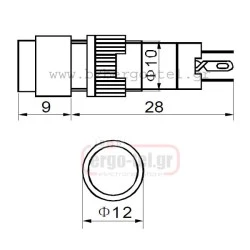 Μπουτόν πόρτας πίνακος Φ10 24VAC/DC LAS3Y-12R με led κόκκινο Xindali