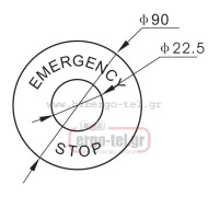 Πινακίδα - ετικέτα ένδειξης Emergency Stop τύπος BET9 για μπουτόν & λυχνίες Φ90