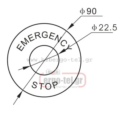 Πινακίδα - ετικέτα ένδειξης Emergency Stop τύπος BET9 για μπουτόν & λυχνίες Φ90 Πινακίδα - ετικέτα ένδειξης Emergency Stop τύπος BET9 για μπουτόν & λυχνίες Φ90