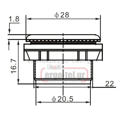 Τάπα μπουτόν Φ22 μαύρη τύπος PB22