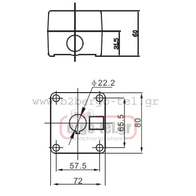 Μπουτονιέρα επίτοιχη κενή μίας οπής Φ22 PV1B