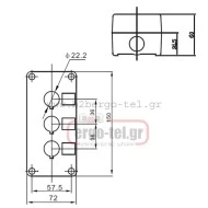 Μπουτονιέρα επίτοιχη κενή τριών οπών Φ22 PV3B