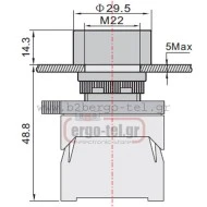 Μπουτόν χωνευτό πόρτας-πίνακος Φ22 SDL16-EA42 230V κόκκινο ESSEN στεγανό IP65
