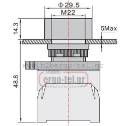 Μπουτόν χωνευτό πόρτας-πίνακος Φ22 SDL16-EA42 230V κόκκινο ESSEN στεγανό IP65