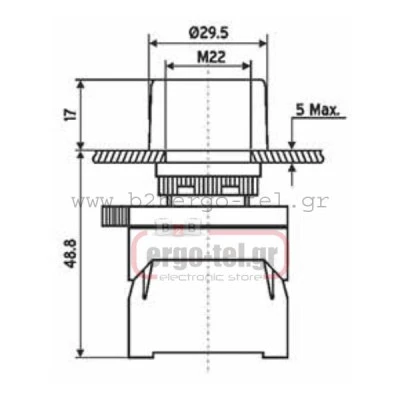 Μπουτόν χωνευτό SDL16-EWL361 πόρτας-πίνακος Φ22 με LED μπλε φωτιζόμενο 230V ESSEN