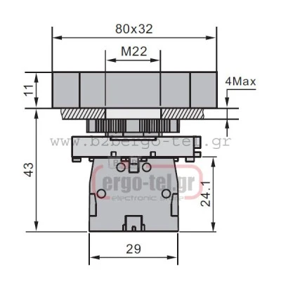 Μπουτόν χωνευτό SDL16-EBW8365 πόρτας-πίνακος διπλό START-STOP Φ22 με LED φωτιζόμενο 230V ESSEN