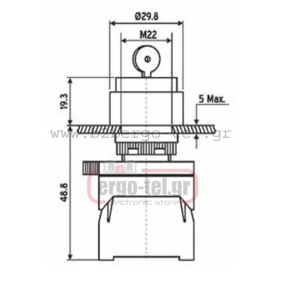 Διακόπτης περιστροφικός SDL16-EG21 εντολής 0-1 Φ22 & κλειδί ESSEN