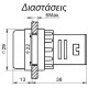 Αμπερόμετρο-όργανο ένδειξης κίτρινο Φ22 100Α 380V AC TAIFA AD16-22DS στεγανό IP65