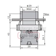 Μπουτόν πόρτας πίνακος μεταλλικό 230V Φ22 κόκκινο LEY5A-R