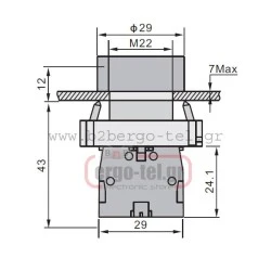 Μπουτόν πόρτας πίνακος μεταλλικό 230V Φ22 κόκκινο LEY5A-R