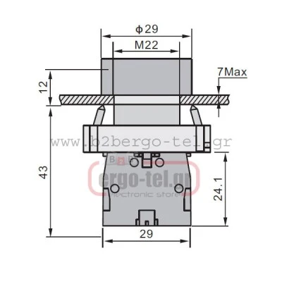 Μπουτόν πόρτας πίνακος μεταλλικό 230V Φ22 κόκκινο LEY5A-R