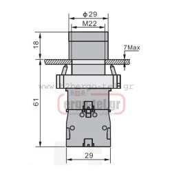 Μπουτόν πόρτας πίνακος μεταλλικό LEY5A-RD 230V Φ22 με LED κόκκινο φωτιζόμενο
