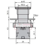 Μπουτόν πόρτας πίνακος LEY5-BS542 μεταλλικό 230V Φ22 με μανιτάρι & μανδάλωση Φ40