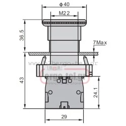 Μπουτόν πόρτας πίνακος LEY5-BS542 μεταλλικό 230V Φ22 με μανιτάρι & μανδάλωση Φ40