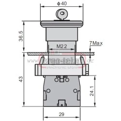 Μπουτόν πόρτας πίνακος LEY5-BS142 μεταλλικό 230V Φ22 με μανιτάρι & μανδάλωση Φ40 & κλειδί