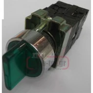 Διακόπτης περιστροφικός μεταλλικός LAY5-BK3365 εντολής 1-0-2 Φ22 με LED πράσινο