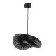 GloboStar® MEXICO 02200 Boho Κρεμαστό Φωτιστικό Πλέγμα Μονόφωτο 1 x E27 IP20 Μαύρο Ξύλο - Μ40 x Π30 x Υ13cm