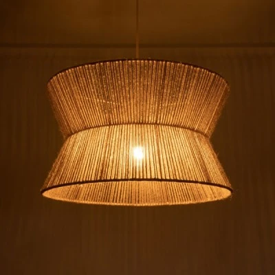 Κρεμαστό φωτιστικό boho μονόφωτο 1 x E27 IP20 Φ50 x Υ28cm μπεζ λεπτό σχοινί τριχιά πλέγμα GloboStar® BISBEE 02204 Boho Κρεμαστό Φωτιστικό Πλέγμα Μονόφωτο 1 x E27 IP20 Μπεζ Σχοινί - Μ50 x Π50 x Υ28cm