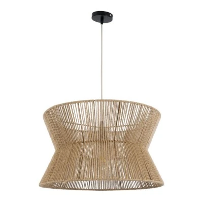 Κρεμαστό φωτιστικό boho μονόφωτο 1 x E27 IP20 Φ50 x Υ28cm μπεζ λεπτό σχοινί τριχιά πλέγμα GloboStar® BISBEE 02204 Boho Κρεμαστό Φωτιστικό Πλέγμα Μονόφωτο 1 x E27 IP20 Μπεζ Σχοινί - Μ50 x Π50 x Υ28cm