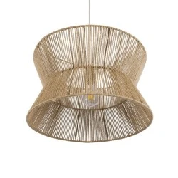 Κρεμαστό φωτιστικό boho μονόφωτο 1 x E27  IP20 Φ50 x Υ28cm μπεζ λεπτό σχοινί τριχιά πλέγμα