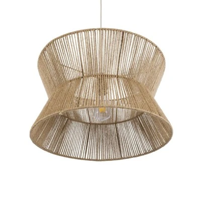 Κρεμαστό φωτιστικό boho μονόφωτο 1 x E27 IP20 Φ50 x Υ28cm μπεζ λεπτό σχοινί τριχιά πλέγμα GloboStar® BISBEE 02204 Boho Κρεμαστό Φωτιστικό Πλέγμα Μονόφωτο 1 x E27 IP20 Μπεζ Σχοινί - Μ50 x Π50 x Υ28cm