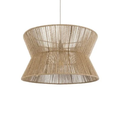Κρεμαστό φωτιστικό boho μονόφωτο 1 x E27 IP20 Φ50 x Υ28cm μπεζ λεπτό σχοινί τριχιά πλέγμα GloboStar® BISBEE 02204 Boho Κρεμαστό Φωτιστικό Πλέγμα Μονόφωτο 1 x E27 IP20 Μπεζ Σχοινί - Μ50 x Π50 x Υ28cm