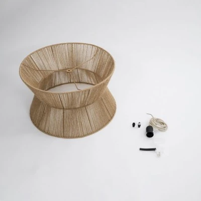 Κρεμαστό φωτιστικό boho μονόφωτο 1 x E27 IP20 Φ50 x Υ28cm μπεζ λεπτό σχοινί τριχιά πλέγμα GloboStar® BISBEE 02204 Boho Κρεμαστό Φωτιστικό Πλέγμα Μονόφωτο 1 x E27 IP20 Μπεζ Σχοινί - Μ50 x Π50 x Υ28cm