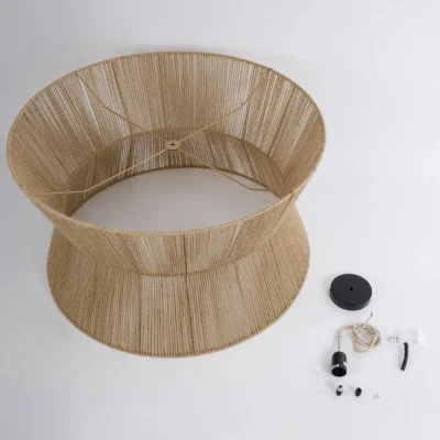 Φωτιστικό Boho κρεμαστό με πλέγμα μονόφωτο 1 x E27 IP20 μπεζ σχοινί & διάσταση Μ80xΠ80xΥ48cm GloboStar® BISBEE 02205 Boho Κρεμαστό Φωτιστικό Πλέγμα Μονόφωτο 1 x E27 IP20 Μπεζ Σχοινί - Μ80 x Π80 x Υ48cm