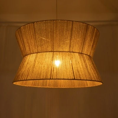 Φωτιστικό Boho κρεμαστό με πλέγμα μονόφωτο 1 x E27 IP20 μπεζ σχοινί & διάσταση Μ80xΠ80xΥ48cm GloboStar® BISBEE 02205 Boho Κρεμαστό Φωτιστικό Πλέγμα Μονόφωτο 1 x E27 IP20 Μπεζ Σχοινί - Μ80 x Π80 x Υ48cm