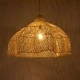 GloboStar® ADEJE 02211 Boho Κρεμαστό Φωτιστικό Πλέγμα Μονόφωτο 1 x E27 IP20 Μπεζ Ξύλο - Μ80 x Π80 x Υ55cm