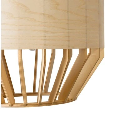 GloboStar® GALIA 02220 Boho Κρεμαστό Φωτιστικό Πλέγμα Μονόφωτο 1 x E27 IP20 Μπεζ & Καφέ Ξύλο - Μ30 x Π30 x Υ40cm