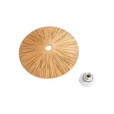 GloboStar® COLOMBO 02277 Boho Φωτιστικό Τοίχου - Απλίκα Μονόφωτο 1 x E27 AC 220-240V IP20 - Φ40 x Υ4.5cm - Μπεζ Καφέ Φυσική Ράφια Άχυρο Πλέγμα