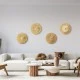 GloboStar® COLOMBO 02278 Boho Φωτιστικό Τοίχου - Απλίκα Μονόφωτο 1 x E27 AC 220-240V IP20 - Φ40 x Υ4.5cm - Μπεζ με Μπεζ Καφέ Φυσική Ράφια Άχυρο Πλέγμα