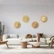 GloboStar® COLOMBO 02283 Boho Φωτιστικό Τοίχου - Απλίκα Μονόφωτο 1 x E27 AC 220-240V IP20 - Φ40 x Υ4.5cm - Μπεζ Καφέ Φυσική Ράφια Άχυρο Πλέγμα