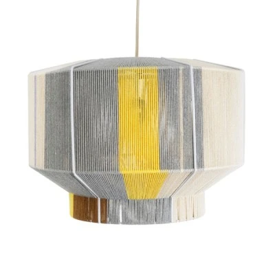 GloboStar® SALERNO 02290 Boho Κρεμαστό Φωτιστικό Πλέγμα Μονόφωτο 1 x E27 IP20 Πολύχρωμο Σχοινί - Μ50 x Π50 x Υ35cm