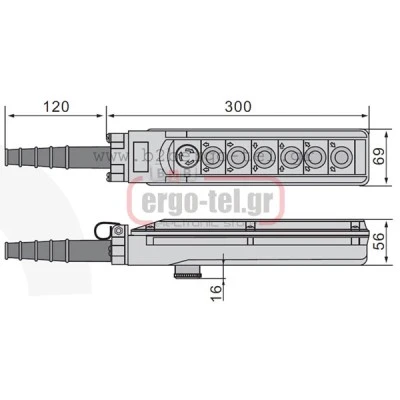 Χειριστήριο γερανών (μπουτονιέρα) PV7E30B444 στεγανό IP65 δύο ταχυτήτων 6 θέσεων + μανιτάρι