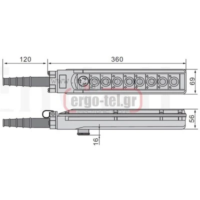Χειριστήριο γερανών (μπουτονιέρα) PV9E30B4444 στεγανό IP65 δυο ταχυτήτων 8 θέσεων + μανιτάρι